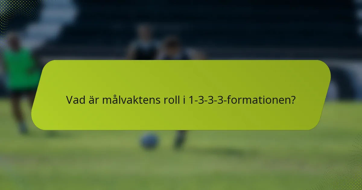 Vad är målvaktens roll i 1-3-3-3-formationen?